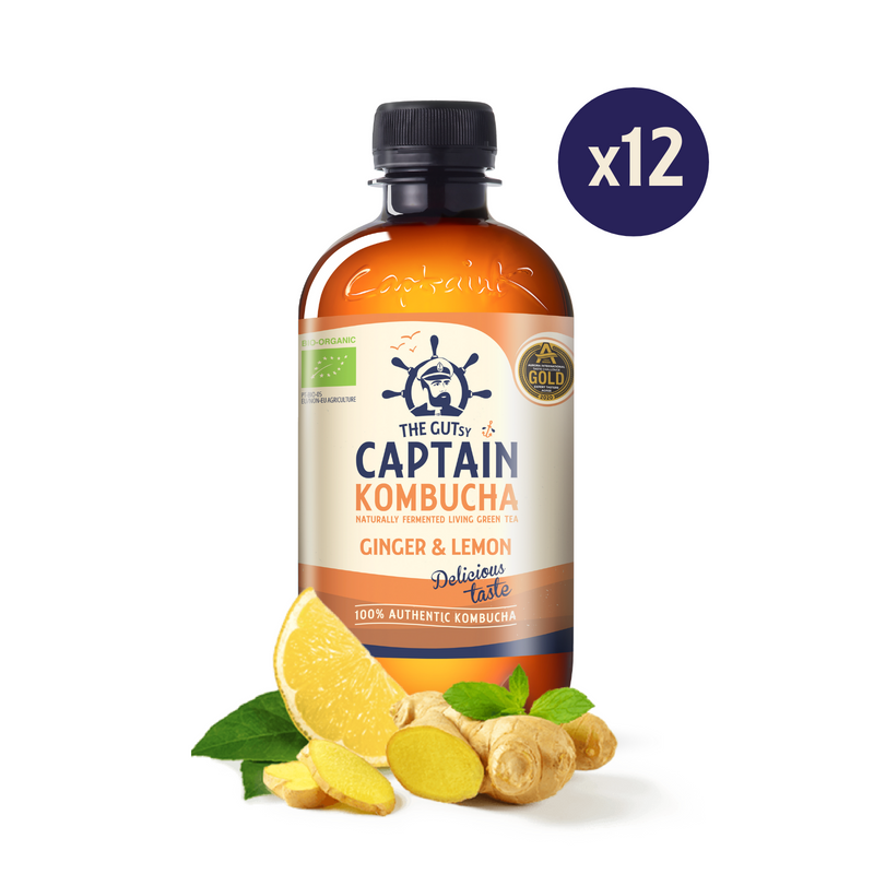 GUTsy Captain Kombucha - Ginger and Lemon 12 x 400ml - GutsyCaptain