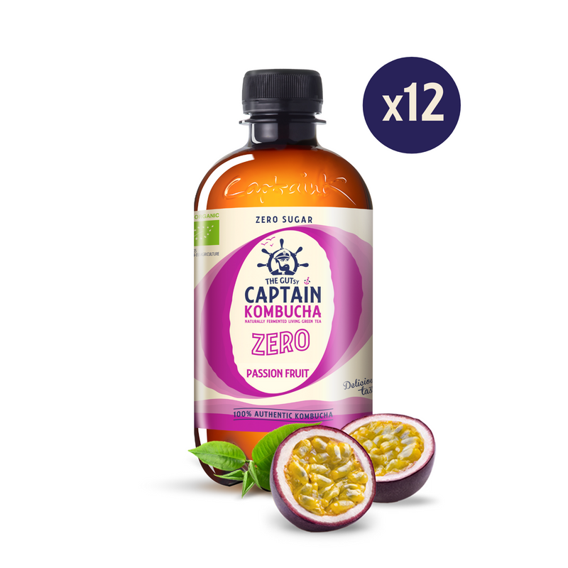 GUTsy Captain Kombucha Zero - Passion Fruit 12 x 400ml - GutsyCaptain