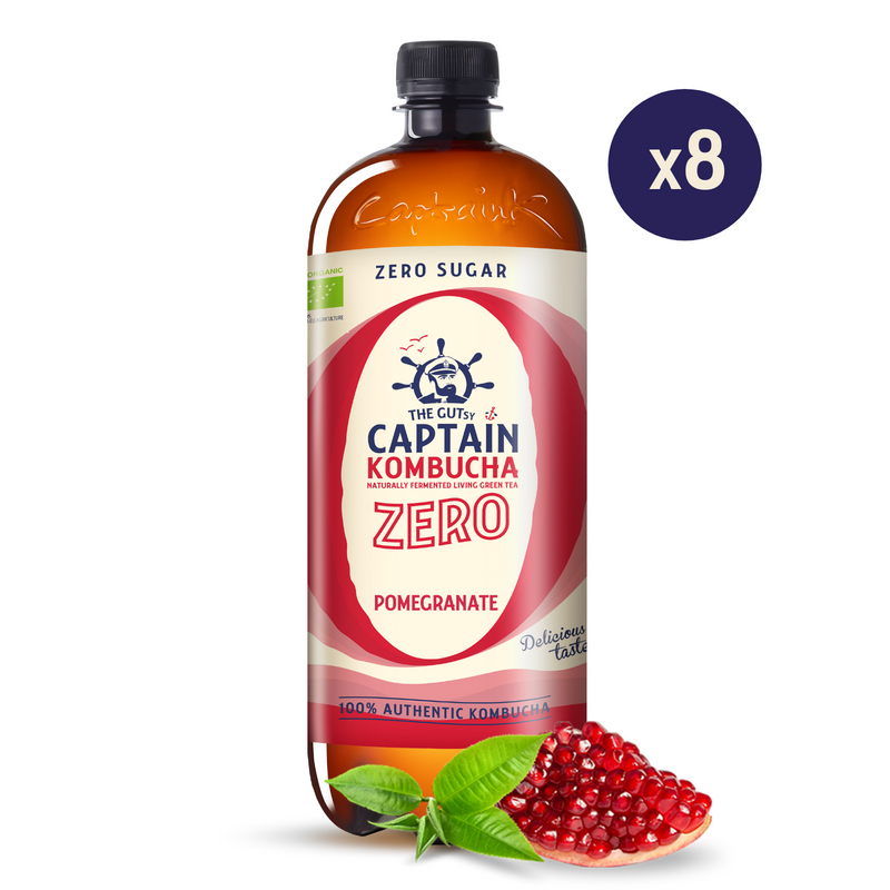 GUTsy Captain Kombucha Zero - Pomegranate 8 x 1L - GutsyCaptain