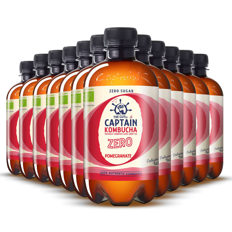 GUTsy Captain Kombucha Zero - Pomegranate 12 x 400ml - GutsyCaptain